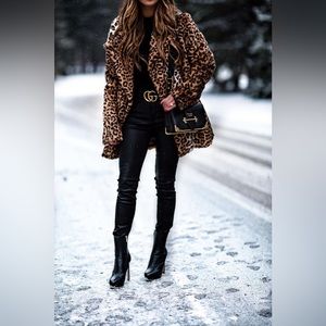 J.O.A. Just One Answer Faux Fur Leopard Print Coat